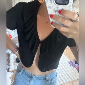Vintage Receptions NY Black Ruffle Top- Size Small